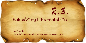 Raksányi Barnabás névjegykártya