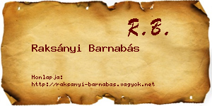 Raksányi Barnabás névjegykártya